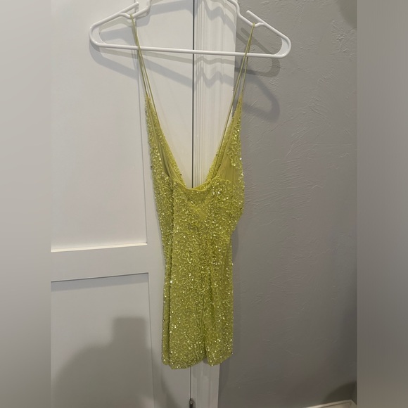 Retrofete Miche Sequin Yellow Mini Dress Size Small NWT Sleeveless - Picture 4 of 5